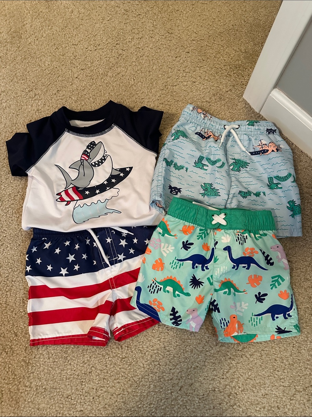 OshKosh B'gosh Kids Shorts Trio - Stars, Dinosaurs, and Crocodiles